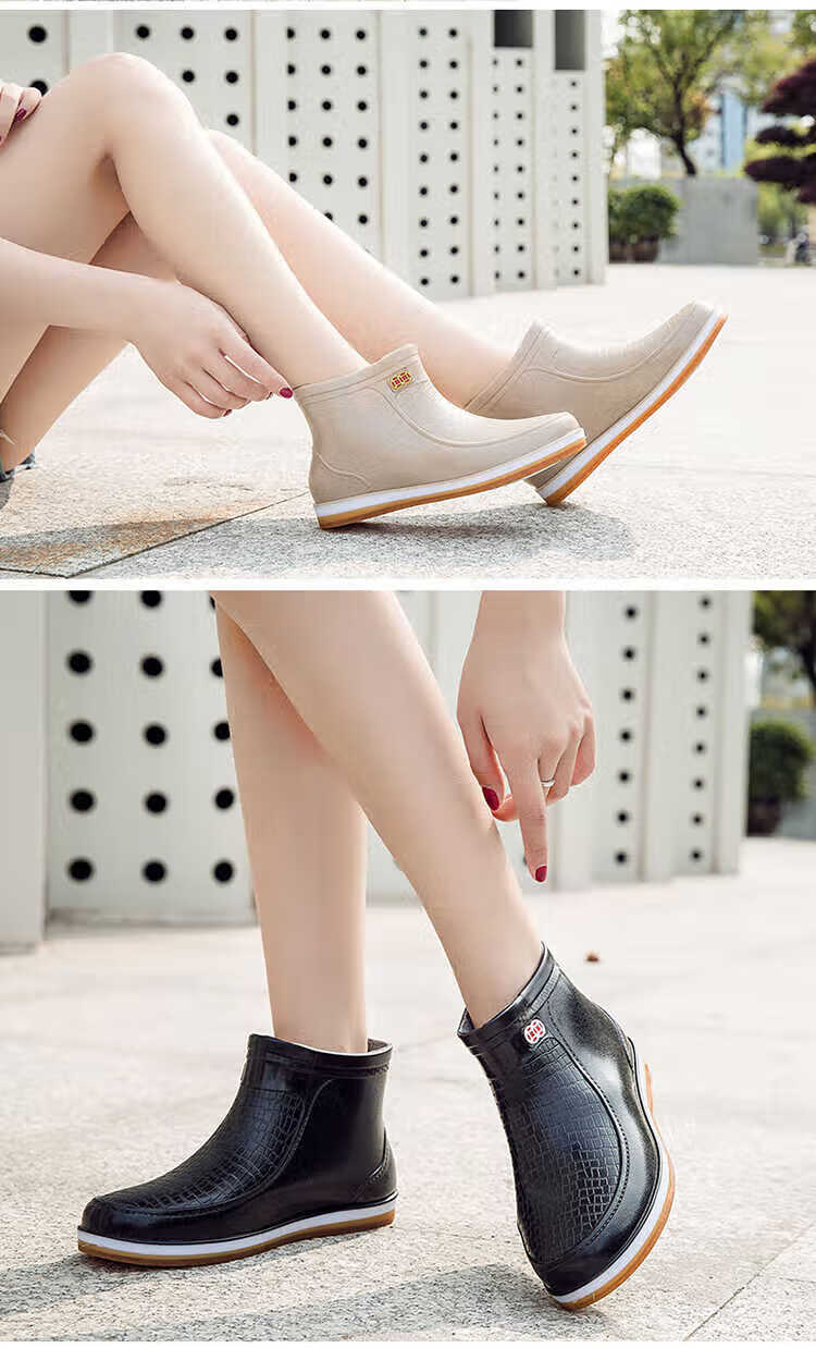 足力健雨靴中老年人妈妈女款胶鞋夏季雨鞋中筒水鞋短筒水靴牛筋厚底