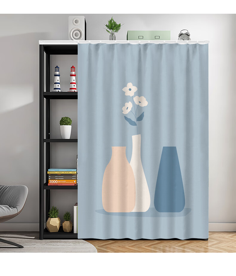 货架遮挡帘 定制置物架遮挡帘货架铁架防尘帘收纳架挡灰布帘轨道可移