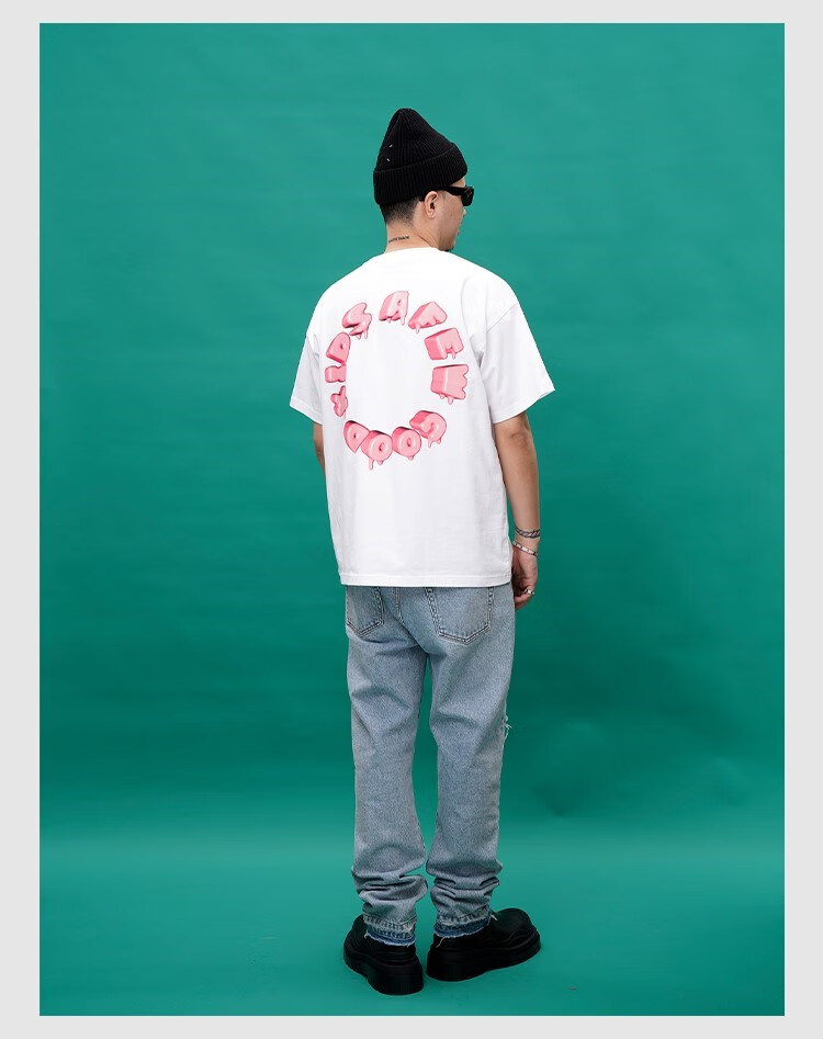 fff马思唯联名afgk冰淇淋t恤男女风宽松2022夏新款情侣短袖霜魄 黑色