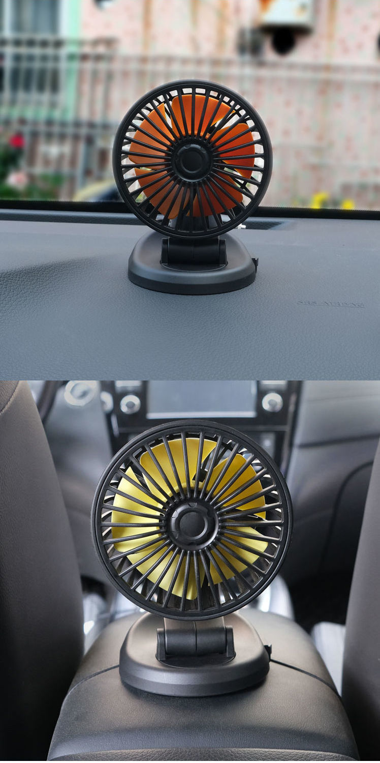 公鹤(malecrane)车载风扇车用小风扇12v汽车24伏货车制冷强力双头大