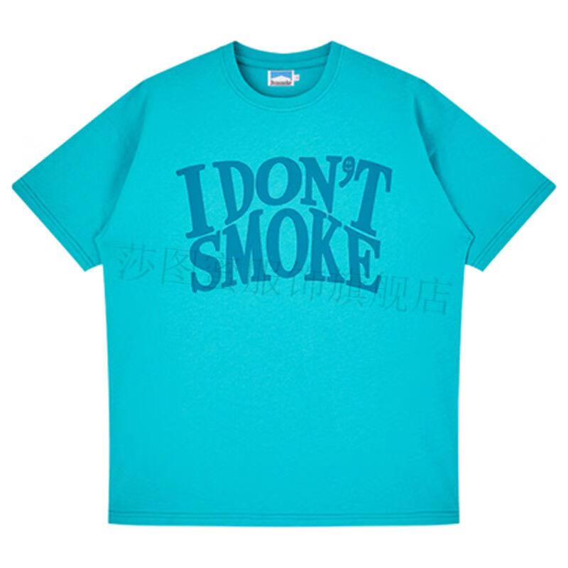 idontsomke短袖21ss拒绝吸烟国潮经典loo印花流行基础短袖玫红色黑标