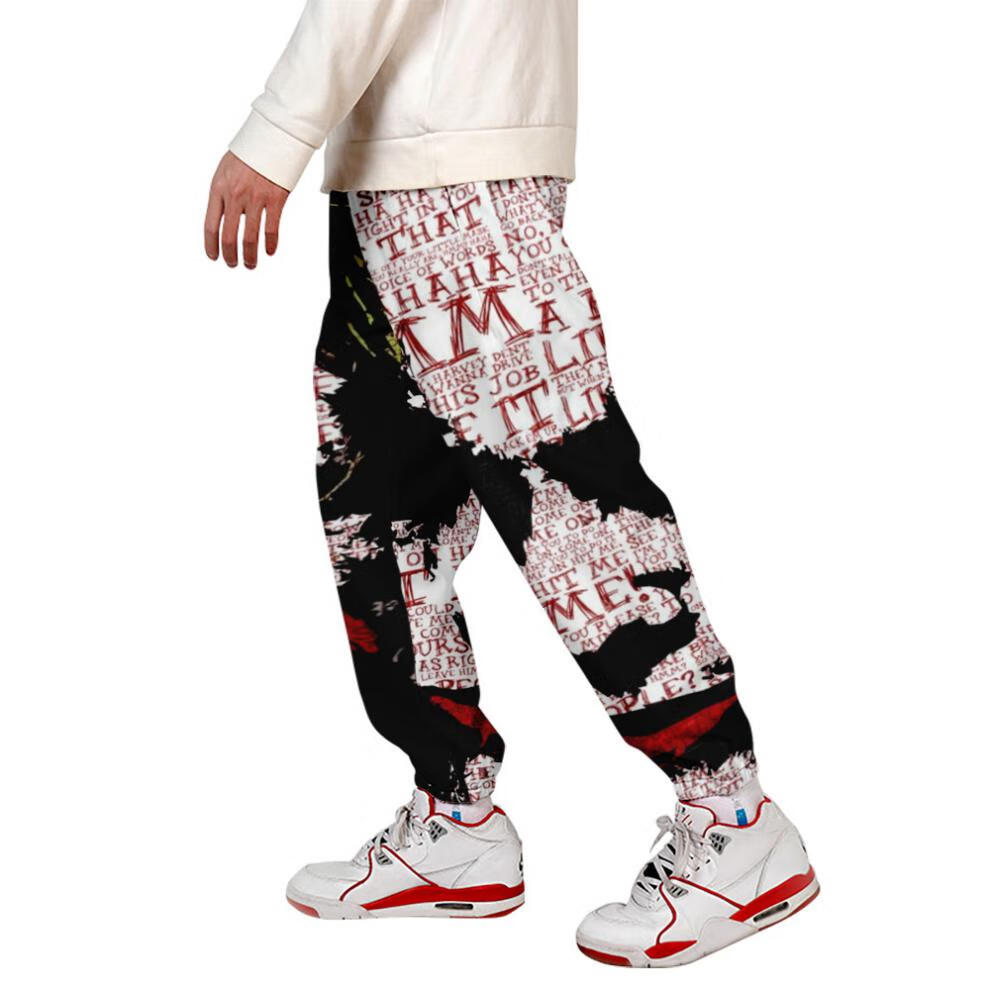 小丑希斯莱杰裤子万圣节男装小丑joker数码印花休闲束脚工装裤大码男