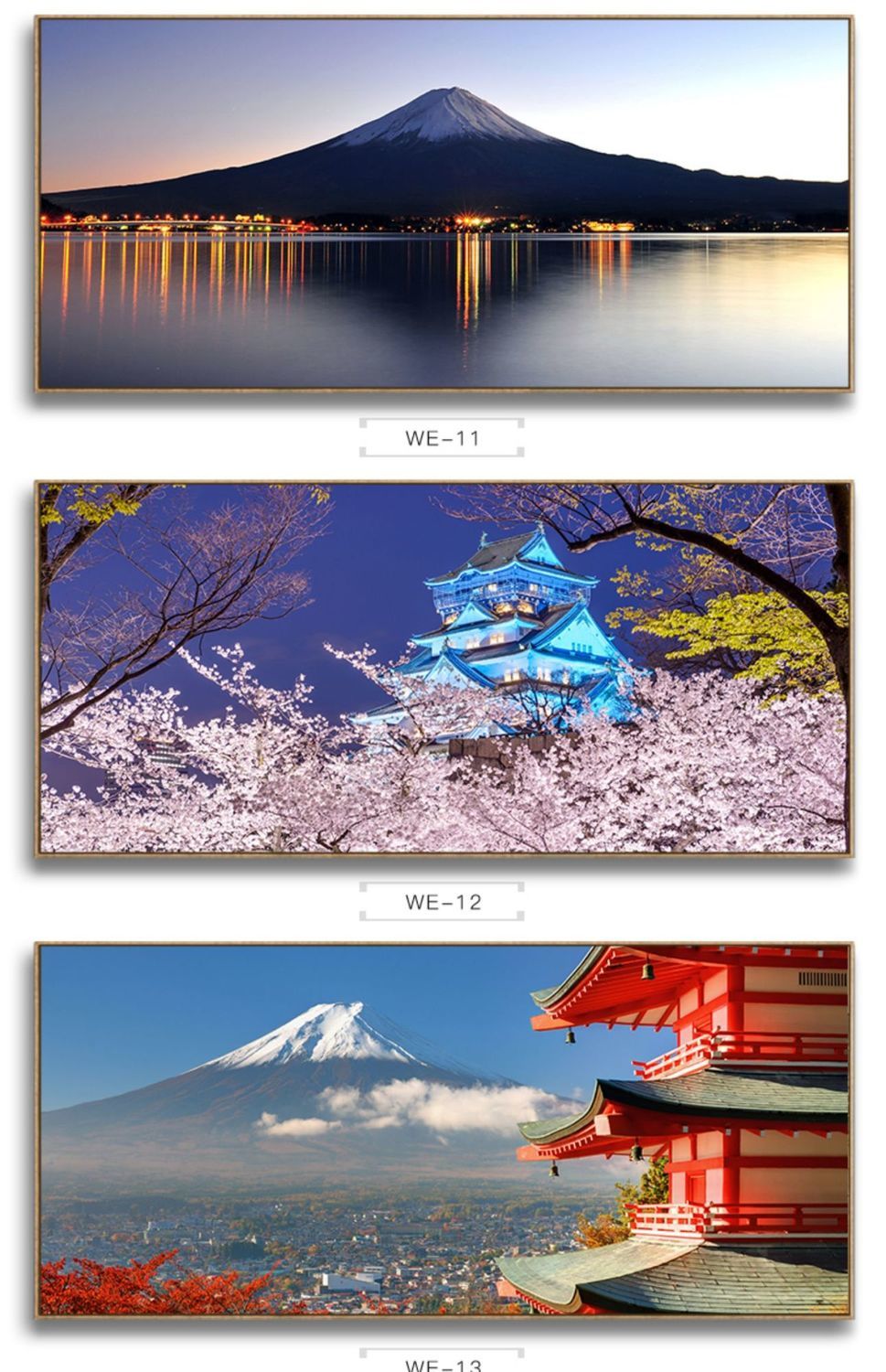 弗朗德日式画风格富士山装饰画和风浮世绘日料餐厅挂画日本樱花风景