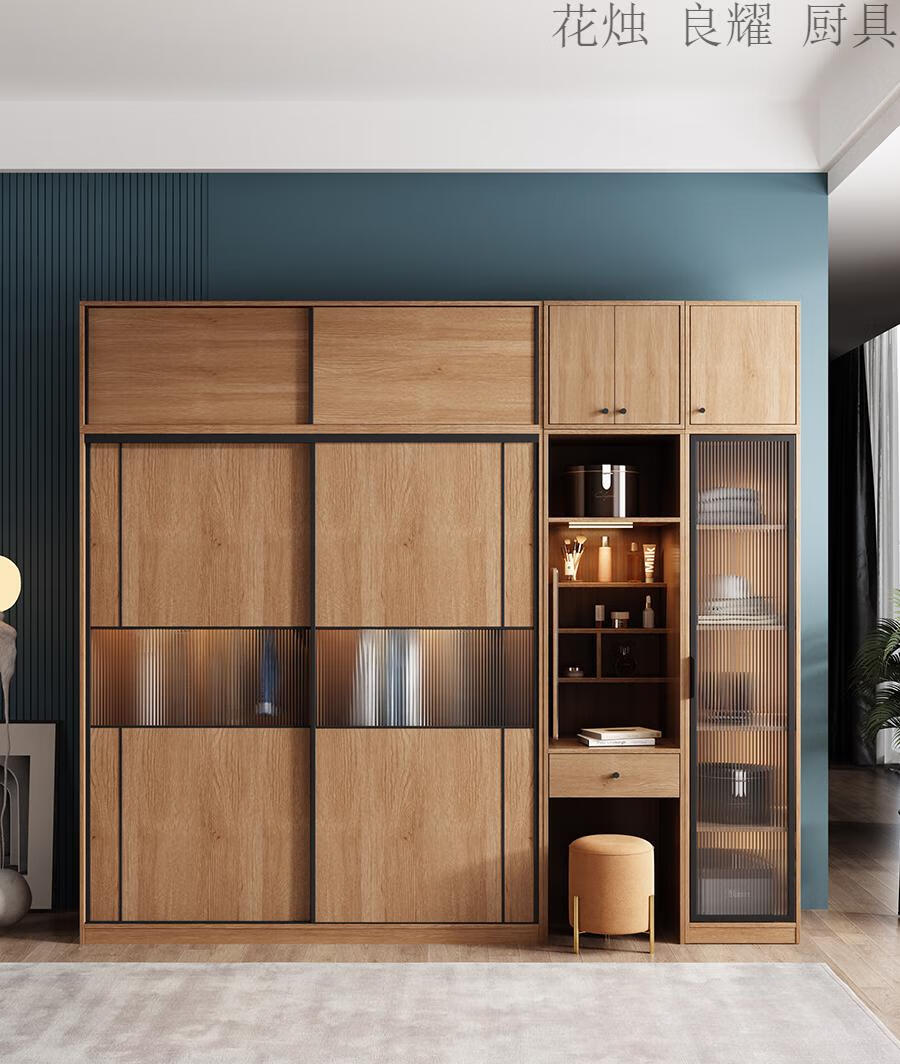 简单衣柜网红北欧实木衣柜2021新款简单衣柜感应灯开门即亮小户型日式