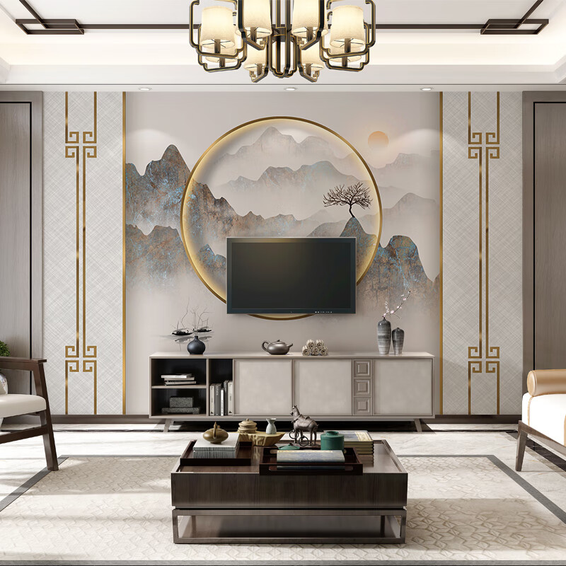 olevo墙体贴纸电视背景墙定制8d立体影视墙贴客厅卧室造型山水装饰