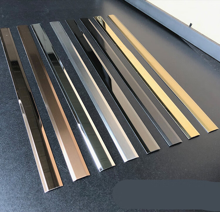 不锈钢包边线条平板装饰收边条黑钛金u型压条吊顶 小样色卡【图片