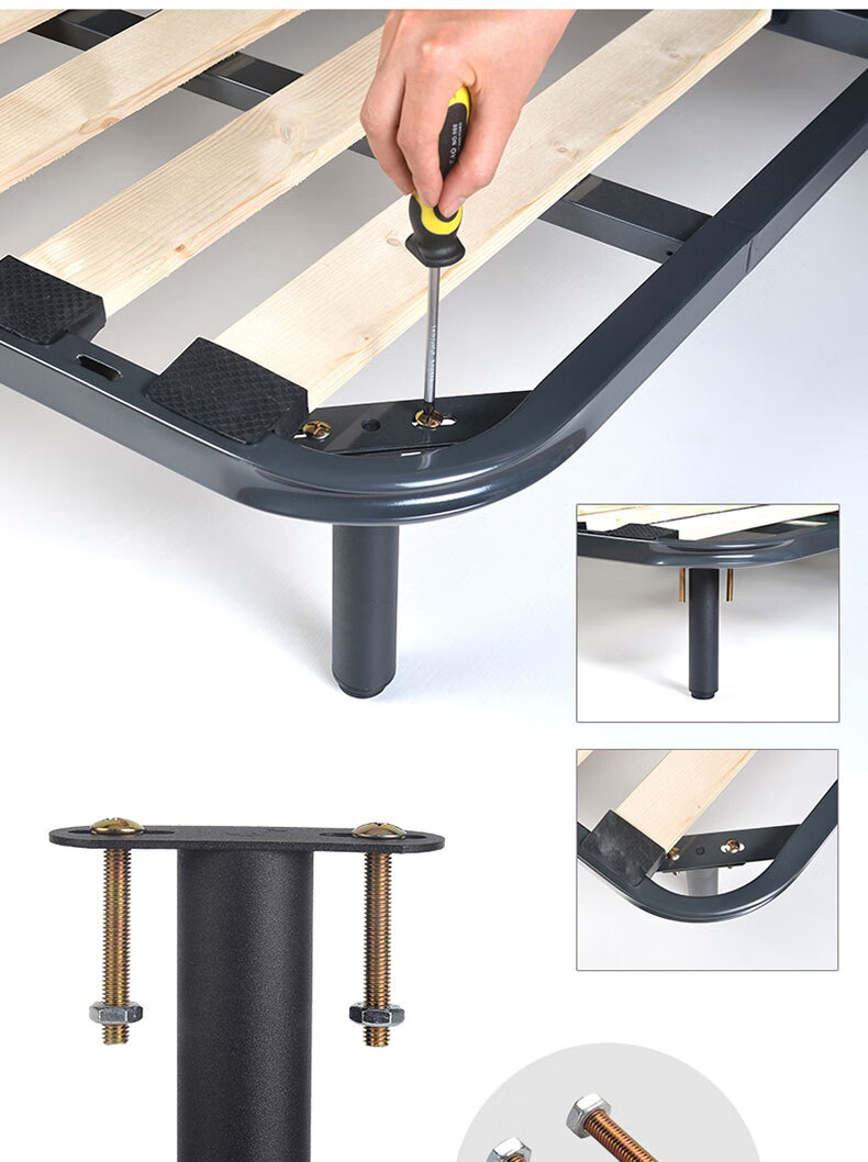 顶耐可调节伸缩排骨架床腿加固支撑脚t形铁床架家具腿支撑柱边脚 白色