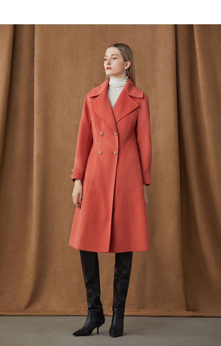 影儿songofsong歌中歌2021秋冬新款仙女珊瑚红中长款风衣女珊瑚红l40