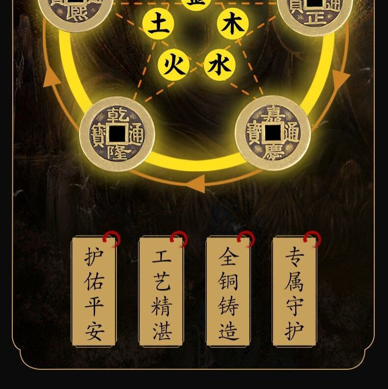 宏翎五帝钱过门槛过门石下压的进门五帝钱出入平安专用入户朱砂真铜钱