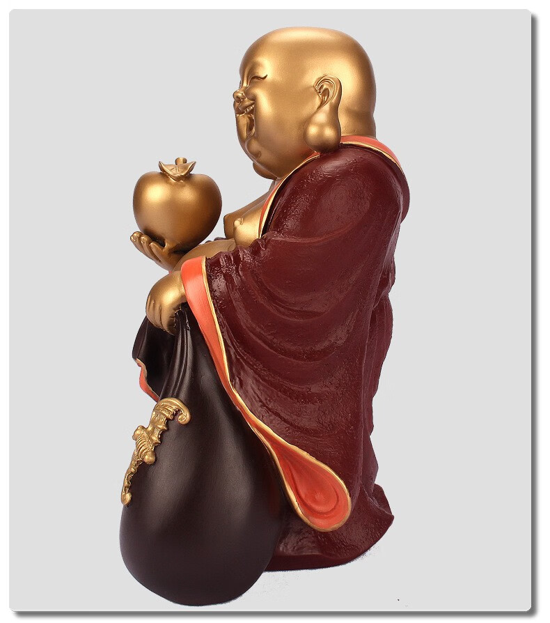 瑞亿祥铜弥勒佛佛像摆件大号笑口佛坐莲笑佛大肚弥勒佛客厅家居供奉笑