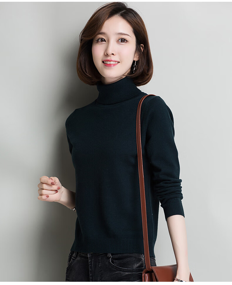 【恒源祥旗舰官方店】高档品牌羊毛衫女高领纯羊毛打底衫纯色保暖毛衣