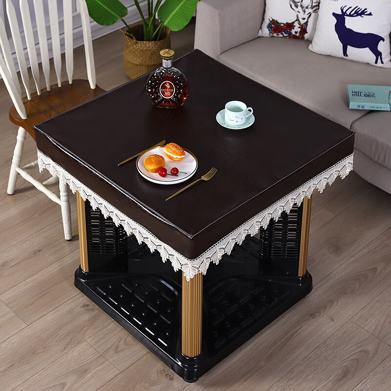 中式烤火桌皮罩pu皮烤火架桌面皮罩电取暖炉烤电炉皮桌面麻将桌皮套