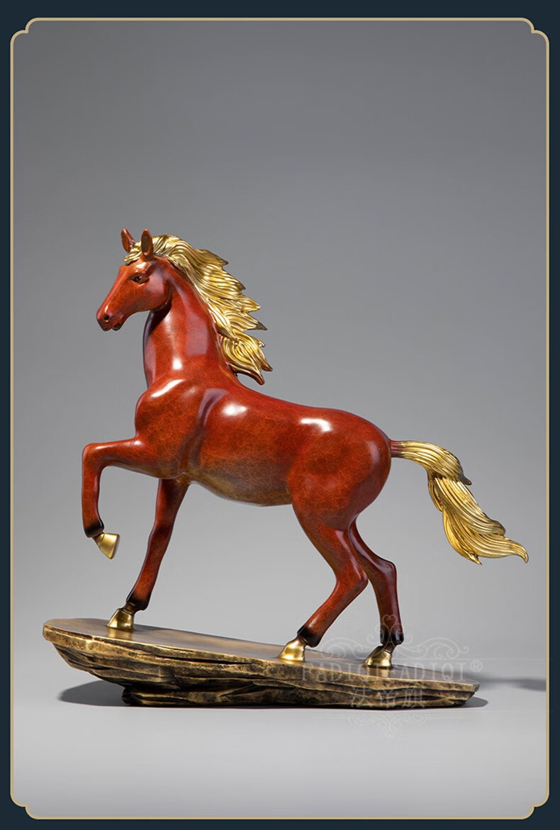 法帝旗轻奢品牌乔迁新居礼品铜马摆件飞黄腾达客厅书房电视柜装饰摆设