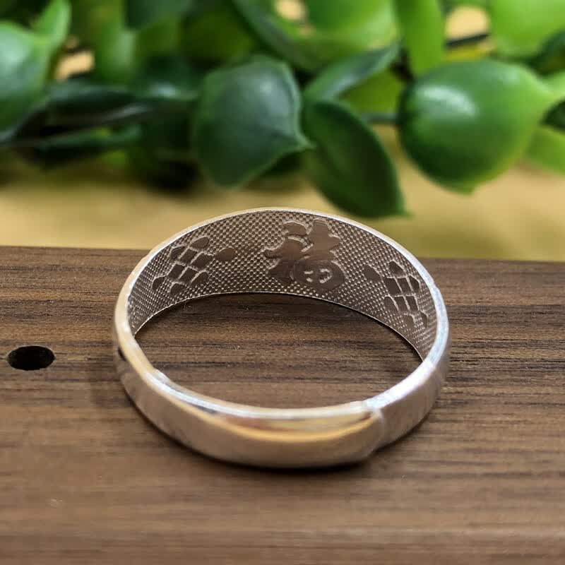 银开口活口福字戒指女款中老年人送妈妈 奶奶礼物 3.