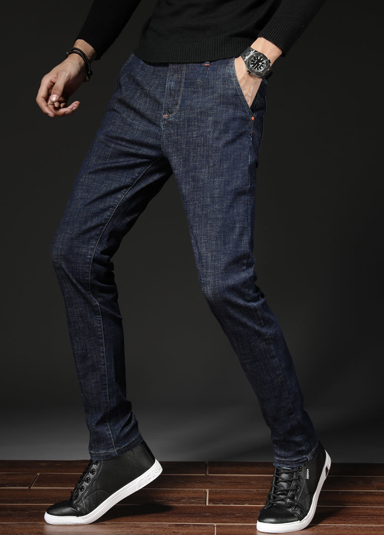 啄木鸟春秋冬季男装深蓝牛仔裤男秋季新款韩版潮流修身