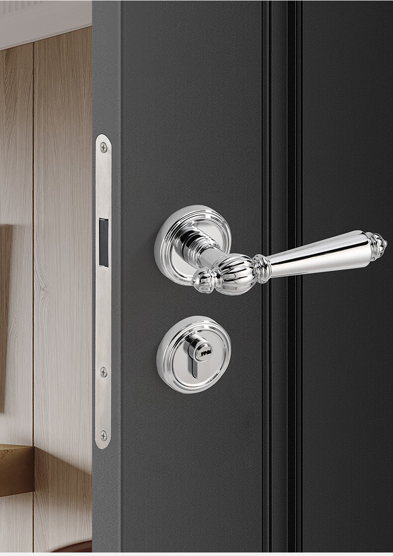 法式静音磁吸门锁体北欧套装简约美式法式卧室磁吸静音把手木门锁小