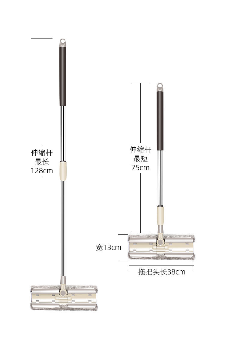 神器拖把神器一拖托净夹布平板夹板 共8块双面拖布  刮刀免弹簧【图片