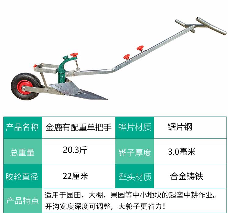 幻翎人拉犁手拉犁人工鋤地鬆土農用除草手推梨小型犁地翻土機開溝神器