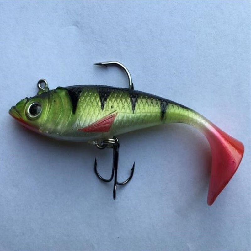 u海鲈杀手路亚软饵黑白包铅鱼假饵t尾12克8厘米双钩仿真钓鱼用品音然