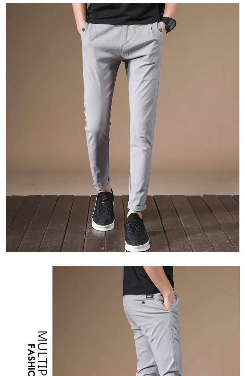 小脚夏季裤子9分裤男士休闲裤宽松潮流百搭夏天长裤601黑色九分裤28