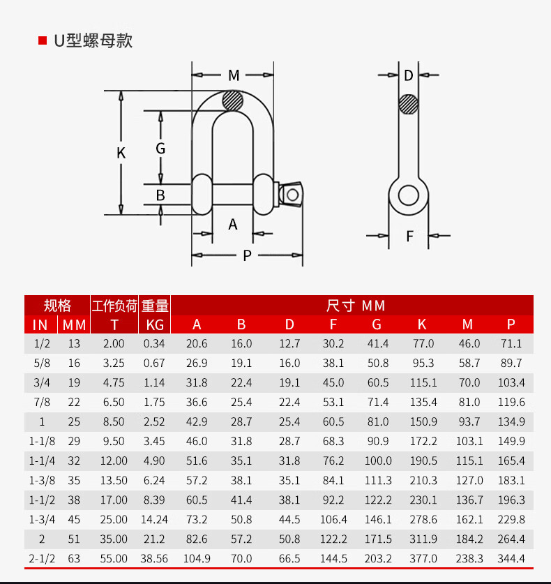 25t 卸扣d形马蹄扣u型环镀锌船用锁扣卡扣美式卸扣国标起重吊环定制