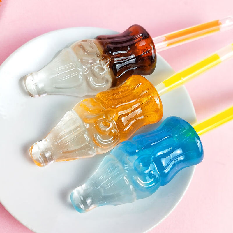 汽水味可乐棒棒糖创意卡通可爱高颜值零食糖果批发整盒1束3支小汽水5