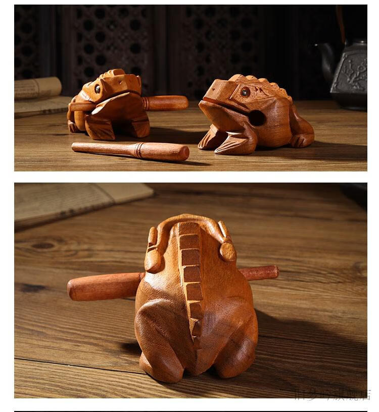 木鱼青蛙泰国工艺品实木青蛙木鱼蛤蟆蟾蜍手工木雕墙上置物架装饰品小