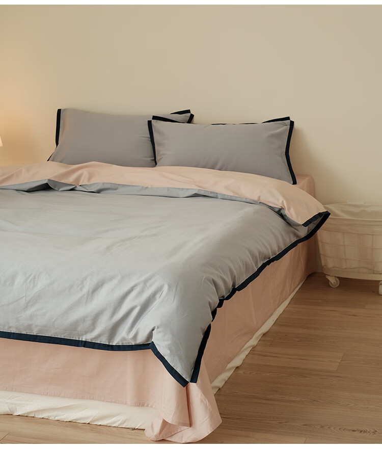 全棉床单被套床上用品裸睡四件套秋波蓝适用18米床搭配200230cm被芯