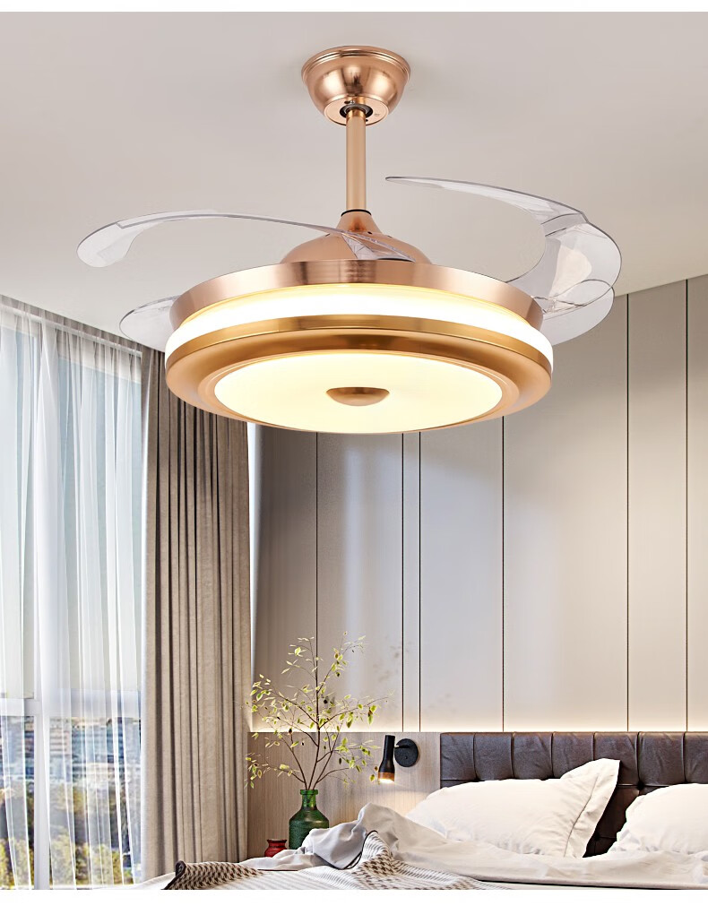 洛亮隐形吊顶电风扇灯餐厅灯具套餐客厅大厅吊扇带灯