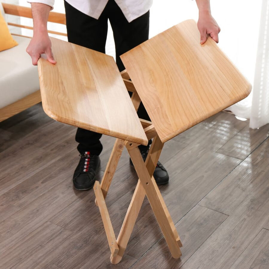 纯实木折叠桌家用吃饭小桌子简易折叠烧烤摆摊便携作业桌子 长60宽60