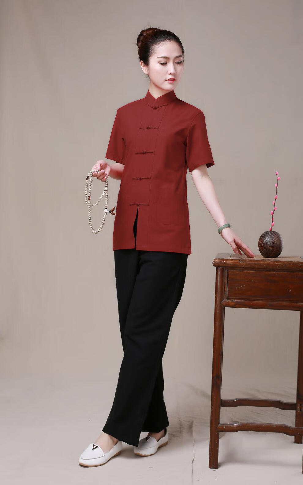 中医养生馆艾灸技师服男新款秋理疗馆推拿按摩工作服棉短袖上衣夏 男