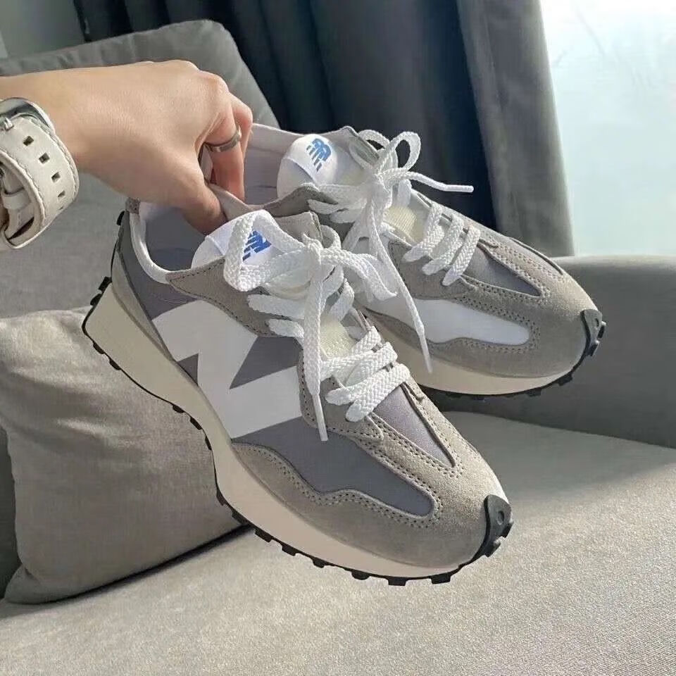 nb327男女休闲运动复古跑鞋张子枫联名跑步鞋老爹鞋ms327 酒红皮面 43