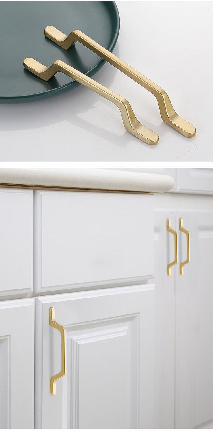 轻奢金色珍珠金柜门拉手橱柜衣柜鞋柜餐边柜门把手铝合金实心加厚 汐