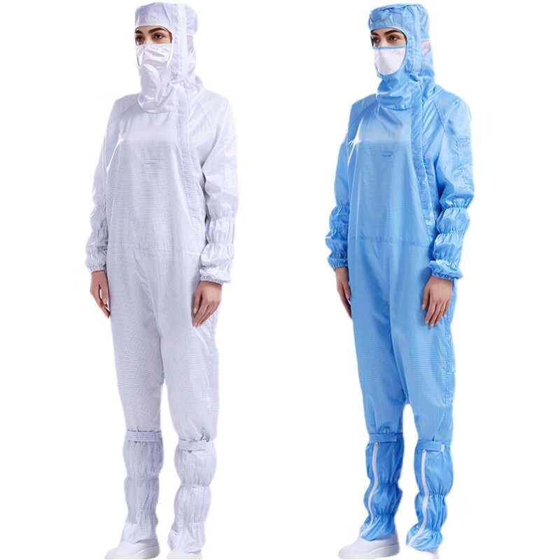 无尘服连体百级防静电车间网格服净化衣服全身防尘洁净工作服 粉色 pu