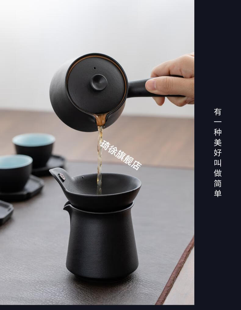 2022新款囊谦黑陶茶壶和二茶斋日式茶壶陶瓷黑陶紫砂小号简约复古家用