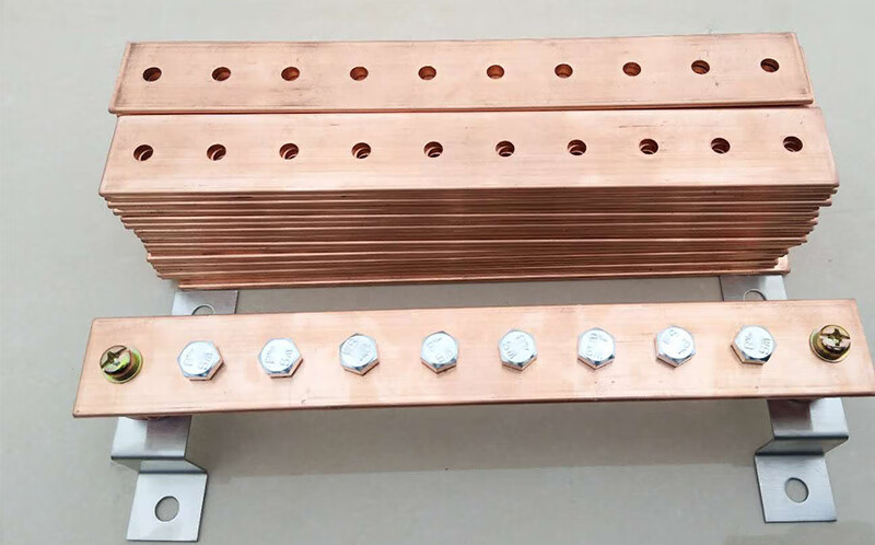 浩彪特接地铜排4x40机房防雷接地排紫铜排加工折弯穿孔机柜铜排接线