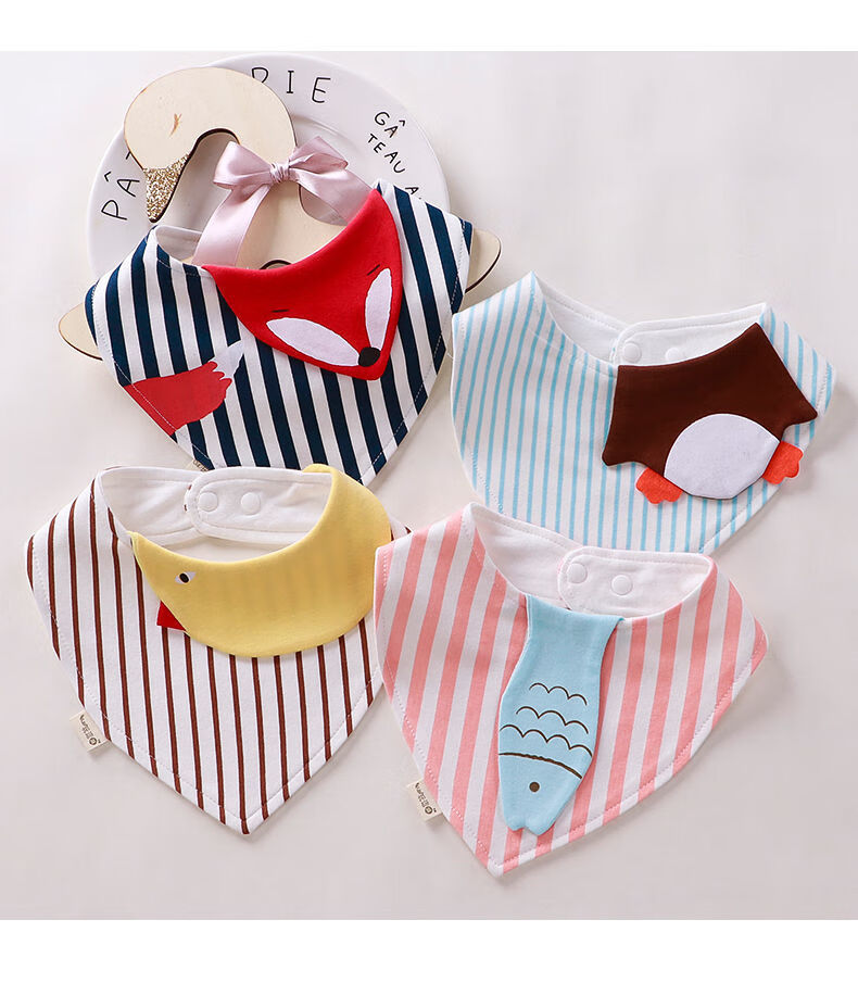 夏季婴儿三角巾薄款宝宝口水巾纯棉三角口水围兜儿童防水新生儿3条装