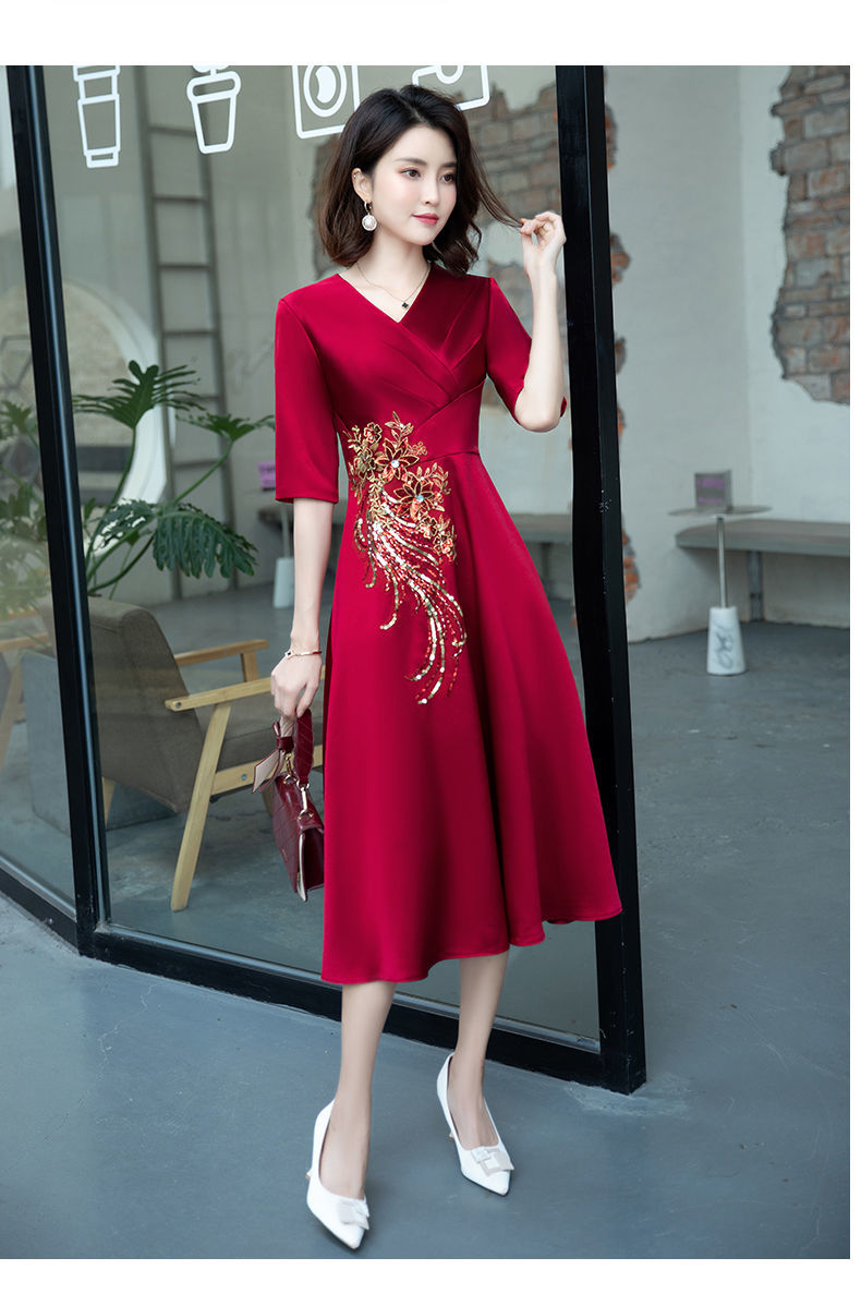 喜婆婆婚宴时尚礼服夏天旗袍2022年新款高端轻奢敬酒服喜婆婆服装结婚