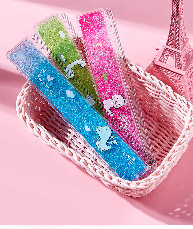 尚石纪樱花流沙尺子少女心小学生文具创意韩版可爱卡通透明直尺20cm