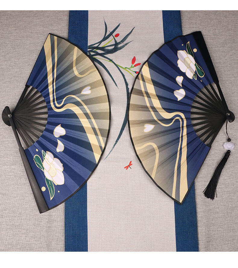 神里绫华扇子原神原神武1器神里绫华cos周边扇子印花双面绢布折扇中国