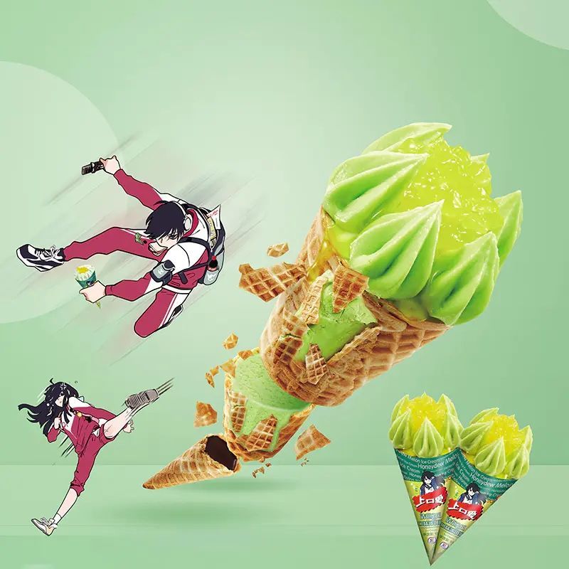 巧克力冰淇淋 清甜蜜瓜甜筒 罗曼思千层雪口味冰激凌 宓蝶 上口爱