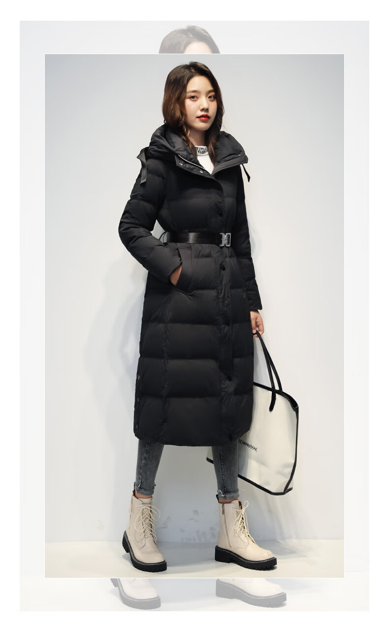 雅鹿羽绒服女中长款收腰连帽修身显瘦防风韩版2020新款过膝外套ds 浅