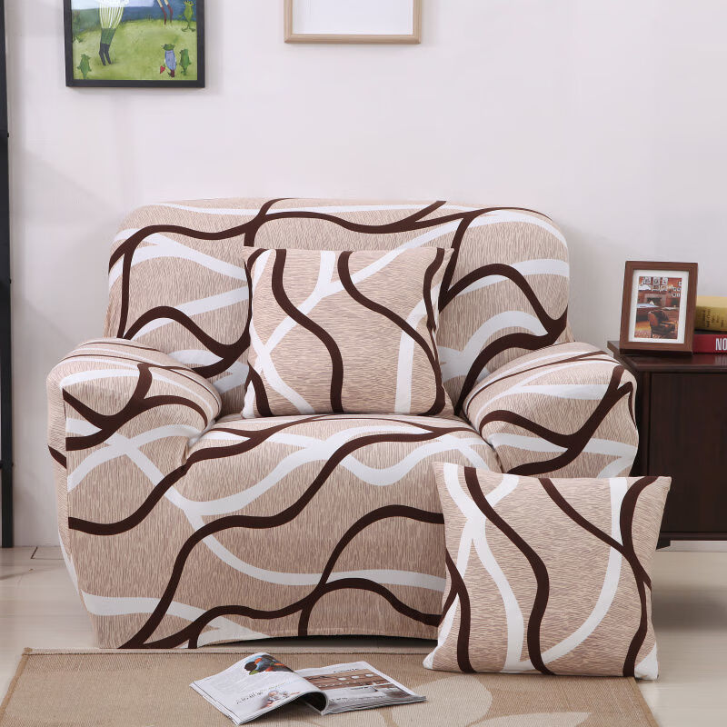 老式皮沙发套全包沙发罩力防滑盖布通用套单人布艺沙发套 小鹿 单人