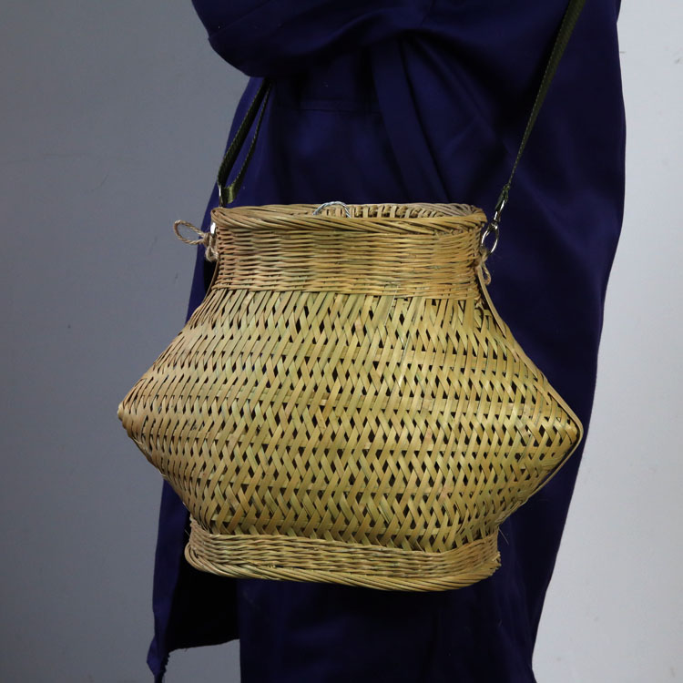 鱼篓道具竹筐黄鳝笼 竹编鱼渔获竹笼有盖子鱼竹篓手编竹制品 卫亮 e款