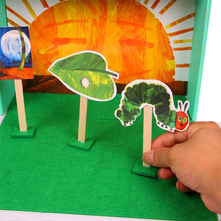 幼儿园大中班手工语言区好饿的毛毛虫故事盒子玩教具游戏diy材料好饿