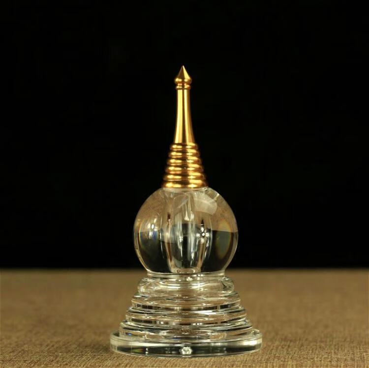 【京选好货】结缘高透水晶舍利塔佛塔 供奉经文舍利甘露丸藏红花