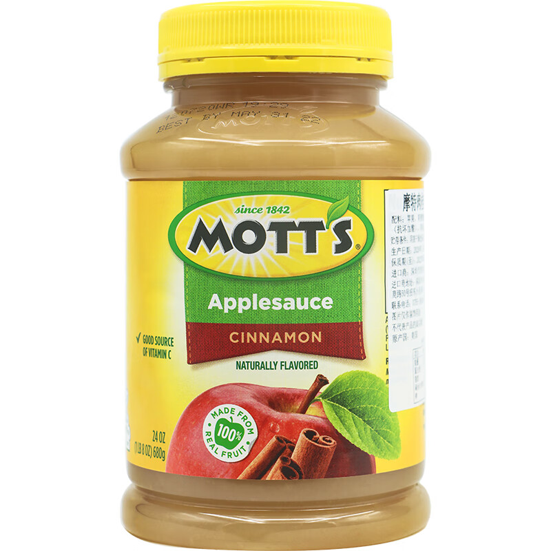 摩特苹果酱泥mottsapplesauce摩特牌进口苹果酱无蔗糖o