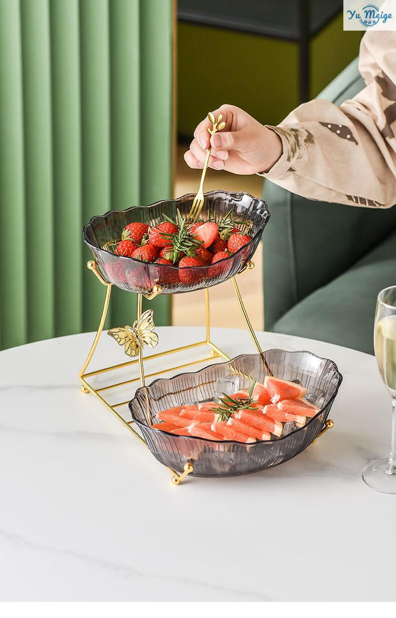 新款办公室接待果盘 水果盘高端大气上档次轻奢风办公室接待果盘乔迁