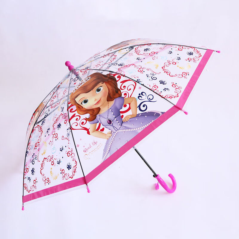 儿童雨伞透明男女孩自动卡通幼儿园小学生长柄公主雨伞汪汪队手柄透明