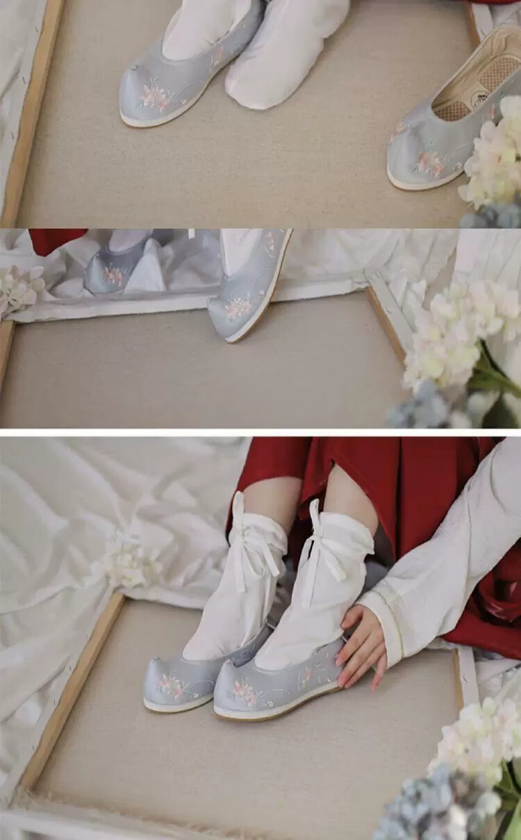 [新款]原创短款云袜 汉服女配袜白色棉日常古代袜子 短筒袜舒适古装袜